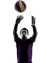 Volley ball player man silhouette white background Royalty Free Stock Photo