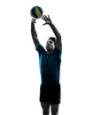 Volley ball player man silhouette white background Royalty Free Stock Photo