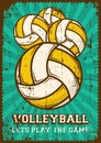 Volley Ball Volleyball Sport Retro Pop Art Poster Signage