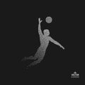 Volleyball athlete in action. Dotted silhouette of person. Vector illustration