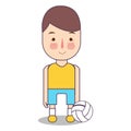 Volleyball athlete with volley ball. Sport man avatar vector illustration of character on white background. boy standing