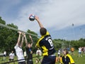 Volleyball attack over block