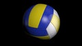 Volleyball Ball. Dark blue, yellow Volley-ball ball. Leather volleyball.