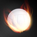 Volleyball Ball Vector Realistic. White Volley Ball In Burning Style On Transparent Background