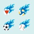 volleyball ball flying water ball icon Design Vector, liquid fluid Concept Design, Creative Symbol