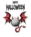 Volleyball ball with horns, wings and devil tail