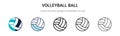 Volleyball ball icon in filled, thin line, outline and stroke style. Vector illustration of two colored and black volleyball ball Royalty Free Stock Photo