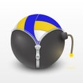 Volleyball ball inside a burning bomb vector Royalty Free Stock Photo