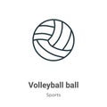 Volleyball ball outline vector icon. Thin line black volleyball ball icon, flat vector simple element illustration from editable Royalty Free Stock Photo