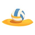Volleyball ball on sand icon cartoon vector. Beach outdoor