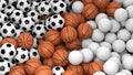 Volleyball, basketball and soccer balls