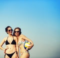 Volleyball Beach Women Summer Playful Friends Concept Royalty Free Stock Photo