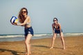 Volleyball Beach Women Summer Playful Friends Concept Royalty Free Stock Photo