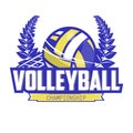 Volleyball championship logo with ball.