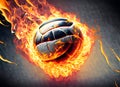 Volleyball 3D burning end in fiery distortion flowy for background, Generative AI