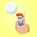 Volleyball digging technique in beach volleyball game. Royalty Free Stock Photo