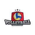 Volleyball Emblem Logo Design Template