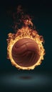 Volleyball engulfed in flames, symbolizing intense passion and energy