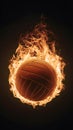 Volleyball engulfed in flames, symbolizing intense passion and energy