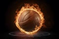 Volleyball engulfed in flames, symbolizing intense passion and energy