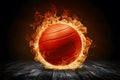 Volleyball engulfed in flames, symbolizing intense passion and energy