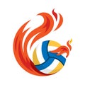 volleyball flying fire ball icon Design Vector, Emblem, Design Concept, Creative Symbol