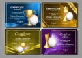 Volleyball Game Certificate Diploma With Golden Cup Set Vector. Sport Award Template. Achievement Design. Honor Royalty Free Stock Photo