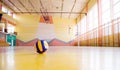 Volleyball in a gym.