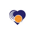 Volleyball heart shape concept logo. Royalty Free Stock Photo