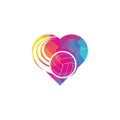 Volleyball heart shape concept logo. Royalty Free Stock Photo