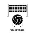volleyball icon, black vector sign with editable strokes, concept illustration Royalty Free Stock Photo