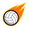 Volleyball leather sport comet fire tail flying logo