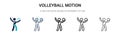 Volleyball motion icon in filled, thin line, outline and stroke style. Vector illustration of two colored and black volleyball