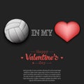 Volleyball in my heart. Happy Valentines Day Royalty Free Stock Photo