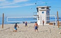 Volleyball near Lifeguard Tower, Laguna Beach, CA. Royalty Free Stock Photo