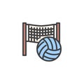 Volleyball net and ball filled outline icon Royalty Free Stock Photo