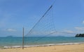 Volleyball net on empty beach