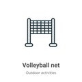 Volleyball net outline vector icon. Thin line black volleyball net icon, flat vector simple element illustration from editable Royalty Free Stock Photo