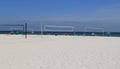 Volleyball nets set under sunny skies, ready for NCAA beach volley ball tournament, Orange Beach, Alabama, 2018 Royalty Free Stock Photo