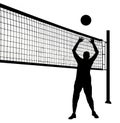 Volleyball player as silhouette isolated while shooting a throwing a ball