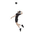 Volleyball player in black jersey serving ball, flat design vector illustration, side view Royalty Free Stock Photo