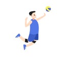 volleyball player doing jumping hitting and spiking. Royalty Free Stock Photo