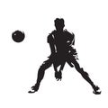 Volleyball player returning ball, abstract isolated vector silhouette. Ink drawing. Team sport. Beach volleyball Royalty Free Stock Photo