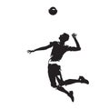 Volleyball player serving ball, abstract vector silhouette Royalty Free Stock Photo