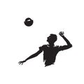 Volleyball player serving ball, isolated vector silhouette. Volleyball logo Royalty Free Stock Photo
