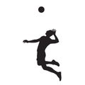 Volleyball player serving ball, isolated vector silhouette Royalty Free Stock Photo