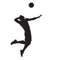 Volleyball player spiking ball, isolated vector silhouette Royalty Free Stock Photo