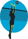 Volleyball Player Spiking Ball Retro Royalty Free Stock Photo