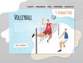 Volleyball players in abstract flat style. Vector illutration, design template of sport site, header, banner or poster. Royalty Free Stock Photo