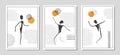 Volleyball players set. Abstract sport wall art vector illustration Royalty Free Stock Photo